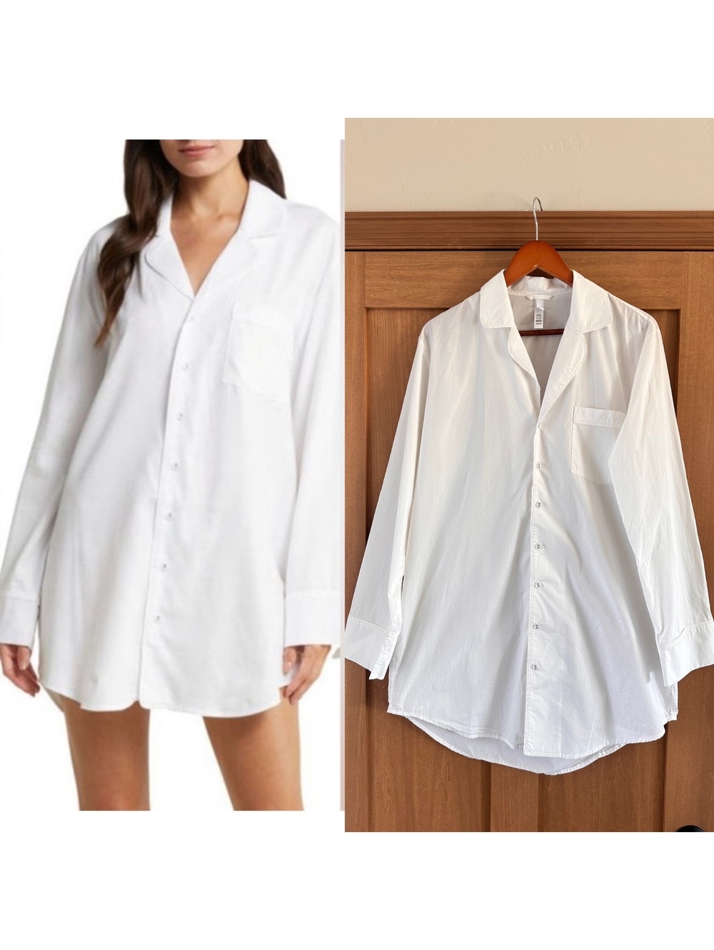 NWOT SKIMS Sleep Dress Cotton Button Down in Snow White Women’s Small Oversized